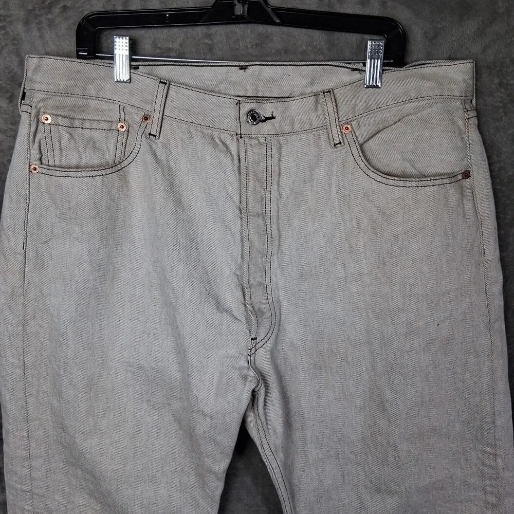 Levis 501 Mens 42x34 Classic Straight Black‎ Bleached Washed Mid Rise Button Fly